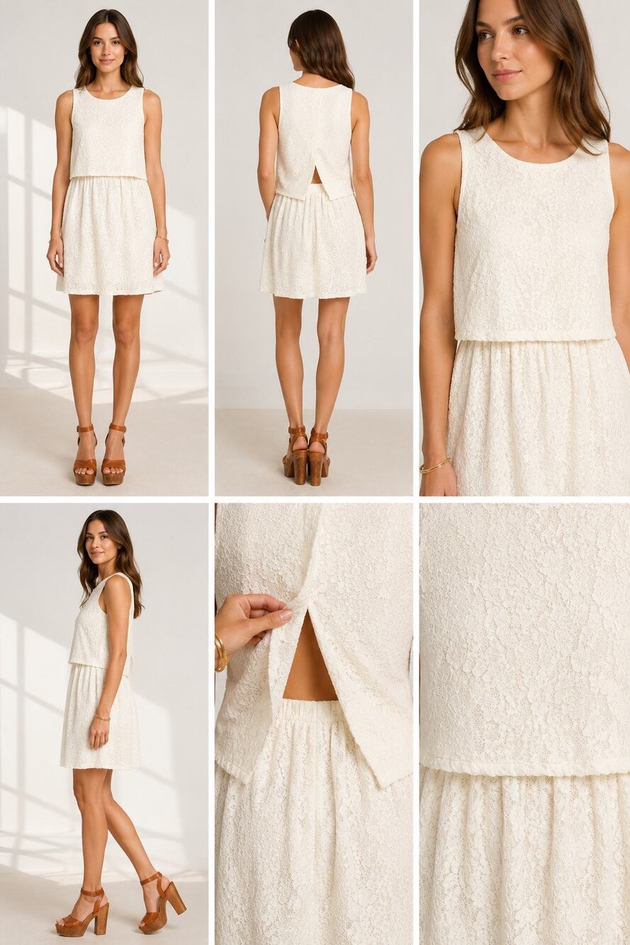 Julie Brown Women's Ivory lace Sabine Shift mini dress Dress.  Size small